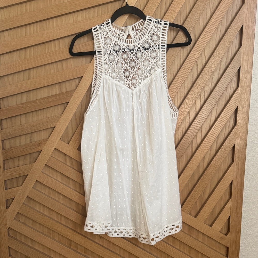 Free People White Lace Sleeveless Dress